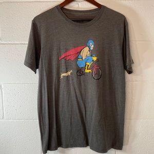Headline Shirts Dark Gray Men's Short Sleeve Superhero on A Bike T-Shirt